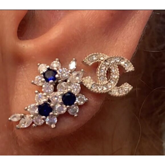 925 Silver plated Earrings London Blue Topaz cubic zirconia womens jewelry - Picture 5 of 8